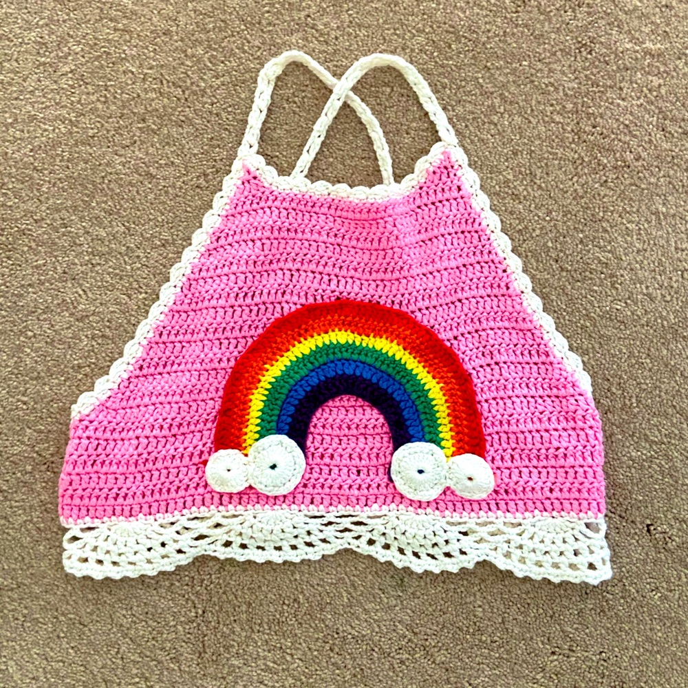 Pride Rainbow Crochet Crop Top